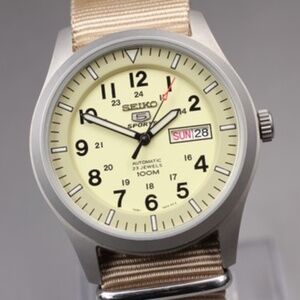 Seiko 5 Sports 7S36-03J0 Automatic Men's Military Watch in Ivory